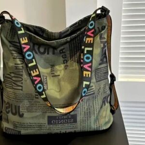 Stylish Camouflage Tote Bag with Multicolor Strap